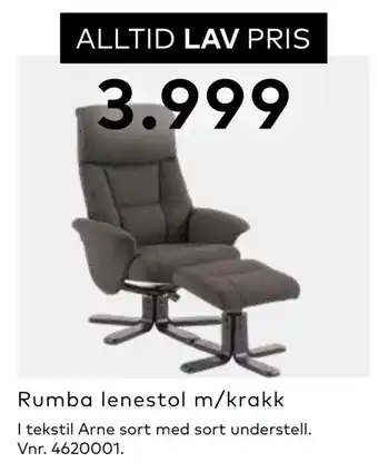 Skeidar Rumba lenestol m/krakk tilbud