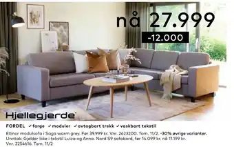 Skeidar Ellinor modulsofa i saga warm grey tilbud