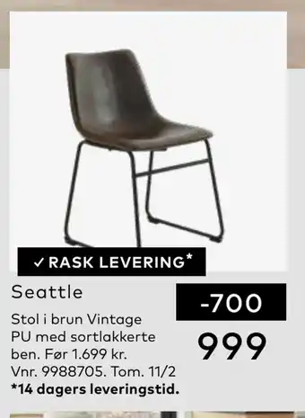Skeidar Seattle stol tilbud