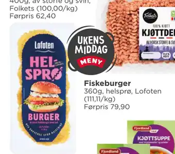 Meny Fiskeburger tilbud