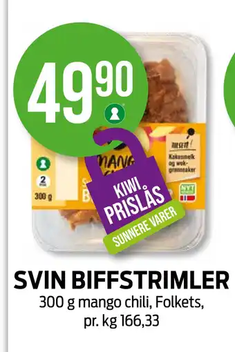 Kiwi Svin biffstrimler tilbud