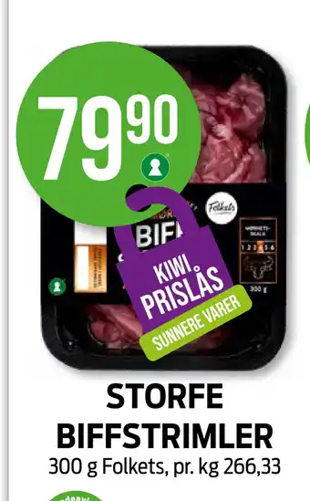 Kiwi Storfe biffstrimler tilbud