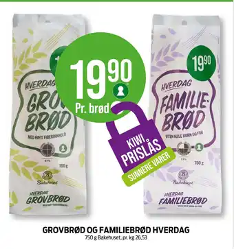 Kiwi Grovbrød og familiebrød hverdag tilbud