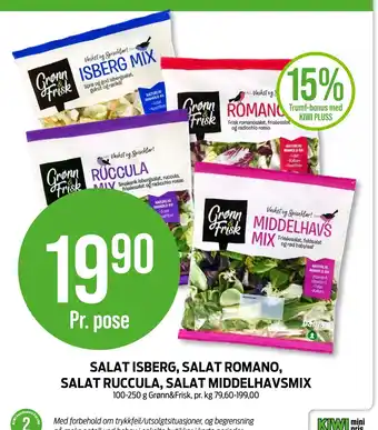 Kiwi Salat isberg, salat romano, salat ruccula, salat middelhavsmix tilbud