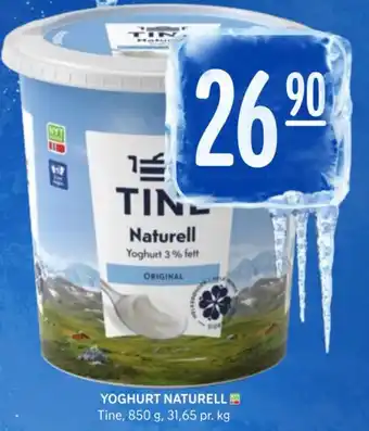 Rema 1000 YOGHURT NATURELL Tine, 850 g, 31,65 pr. kg tilbud