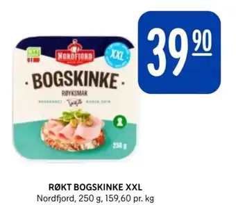Rema 1000 RØKT BOGSKINKE XXL Nordfjord, 250 g, 159,60 pr. kg tilbud