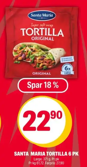 Coop Extra SANTA MARIA TORTILLA 6 PK tilbud