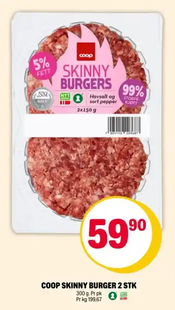 Coop Extra COOP SKINNY BURGER 2 STK tilbud