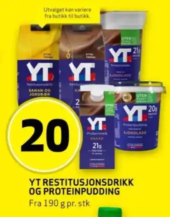 Bunnpris YT RESTITUSJONSDRIKK OG PROTEINPUDDING tilbud
