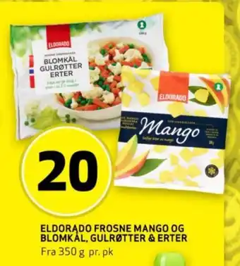 Bunnpris ELDORADO FROSNE MANGO OG BLOMKÅL, GULRØTTER & ERTER tilbud