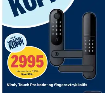 Coop Obs Nimly touch pro kode- og fingeravtrykkslås tilbud
