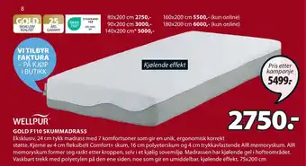 JYSK Gold f110 skummadrass tilbud