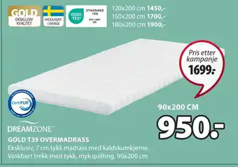 JYSK Gold t35 overmadrass tilbud