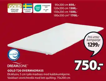 JYSK Gold t20 overmadrass tilbud