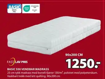 JYSK Basic s50 vendbar madrass tilbud