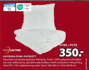 JYSK Kvitegga dyne-/putesett tilbud