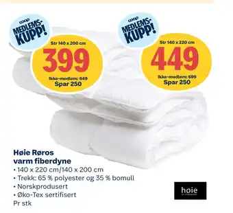 Coop Extra Høie røros varm fiberdyne tilbud