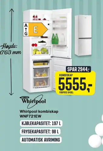 Skousen Whirlpool kombiskap wnf721ew tilbud