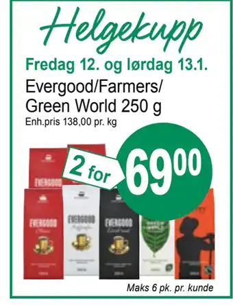 Joker Evergood/farmers/ green world 250 g tilbud