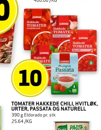 Bunnpris Tomater hakkede chili, hvitløk, urter, passata og naturell tilbud