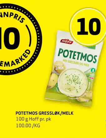 Bunnpris Potetmos gressløk/melk tilbud