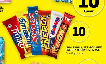 Bunnpris Lion, troika, stratos, new energy, hobby og smash! tilbud
