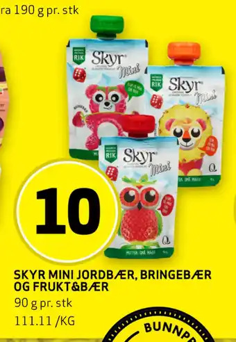 Bunnpris Skyr mini jordbær, bringebær og fruktabær tilbud