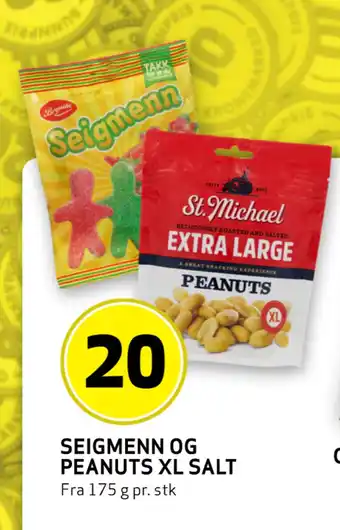 Bunnpris Seigmenn og peanuts xl salt tilbud