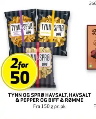 Bunnpris TYNN OG SPRØ HAVSALT, HAVSALT & PEPPER OG BIFF & RØMME tilbud