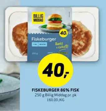 Bunnpris FISKEBURGER 86% FISK tilbud