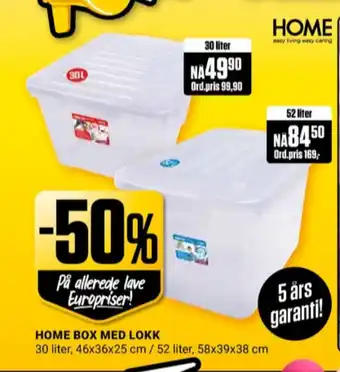 Europris Home oppbevaringsboks tilbud
