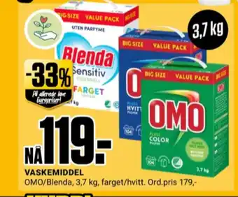 Europris Omo vaskepulver tilbud