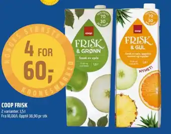 Coop Obs Frisk & grønn eplejuice tilbud