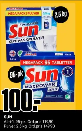 Europris Sun maskinoppvask - pulver tilbud