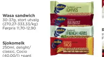 Meny Wasa sandwich tilbud