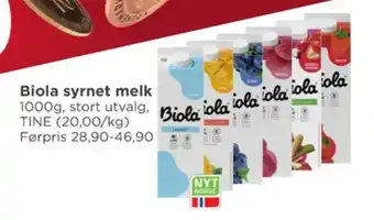 Meny Biola syrnet melk tilbud