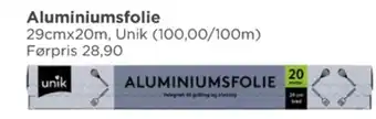 Meny Unik aluminiumsfolie tilbud