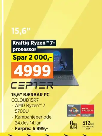 POWER Cepter 15,6 bærbar pc tilbud