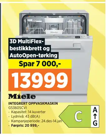 POWER Miele integrert oppvaskmaskin tilbud