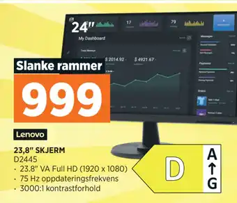 POWER Lenovo 23,8 skjerm tilbud