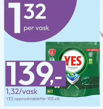 Gigaboks Yes oppvasktabletter 105 stk tilbud