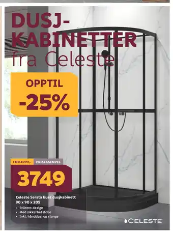 Megaflis Celeste serata buet dusjkabinett 90 x 90 x 205 tilbud