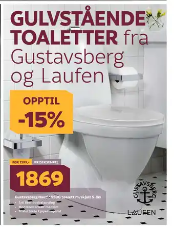 Megaflis Gustavsberg nautic 5500 toalett m/skjult s-lås tilbud