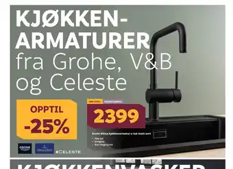 Megaflis Grohe minta kjøkkenarmatur u-tut matt sort tilbud