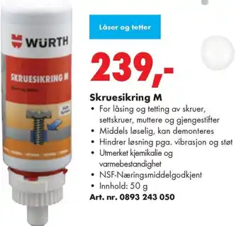 Würth Skruesikring M tilbud