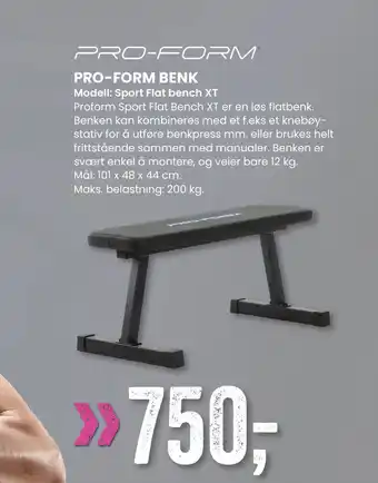 Sport Outlet Pro-form benk tilbud