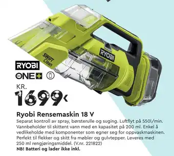 Mekk Ryobi Rensemaskin 18 V tilbud