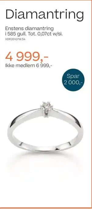Bjørklund Enstens diamantring i 585 gull. Tot. 0,07ct w/si. tilbud