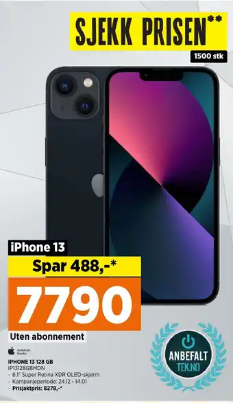 POWER IPHONE 13 128 GB IP13128GBMDN tilbud