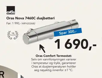 Varme & Bad Oras nova 7460c dusjbatteri tilbud